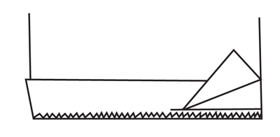 Illustration demonstrating step: Trim away hem allowance on wrong side of fabric. Cut close to—but not through—stitching.