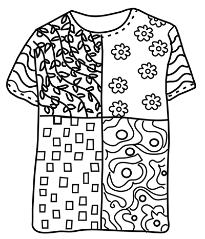 Diagram of a T-shirt collage.