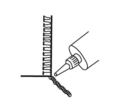 Figure 7: Illustration of using seam glue to secure seam end.