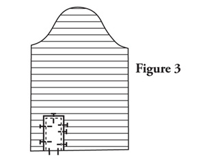 Fig. 3: Pin the facing to the sleeve with right sides together, centered over the facing markings. 