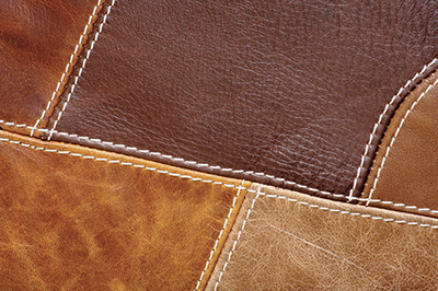 Photograph of sewn suede.