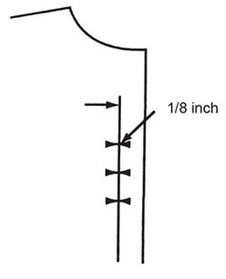 Illustration showing extending horizontal buttonholes.