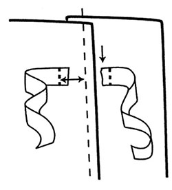 Fig. 14a and 14b: Illustration showing how to sew self-fabric ties.