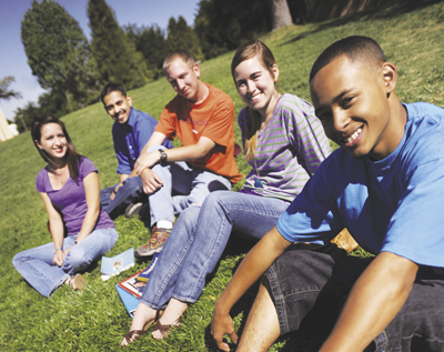 Photo of several teenagers wearing a variety of colors.