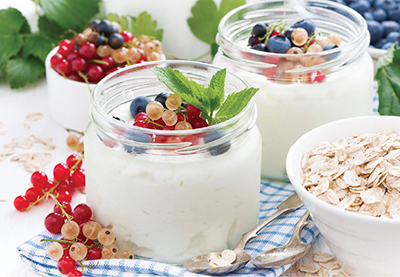 Photograph of yogurt in jars.
