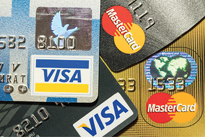 Photograph of credit cards. 