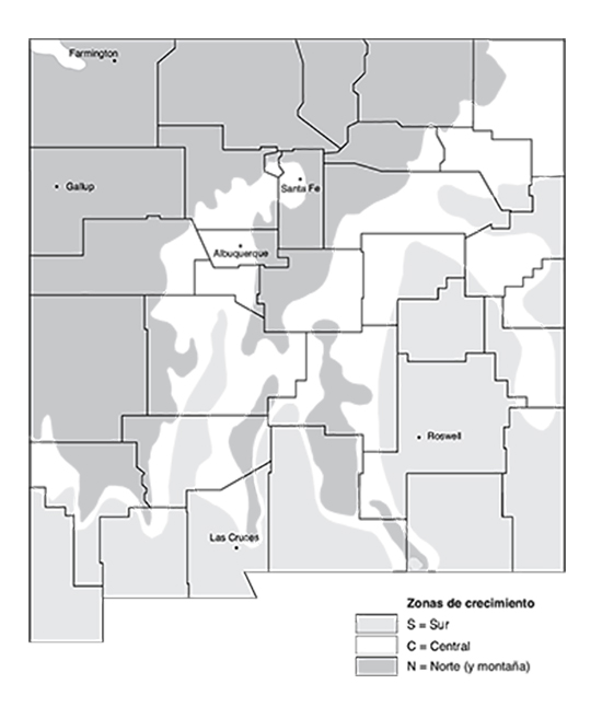 Fig. 01: Zonas para sembrar árboles en Nuevo México. 