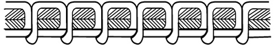 Illustration of a stitch with upper tension too loose.