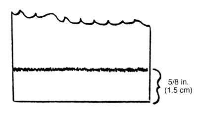 Illustration demonstrating step: Stitch on fold line of hem (5/8 in. away from raw edge) around the hem of the garment.