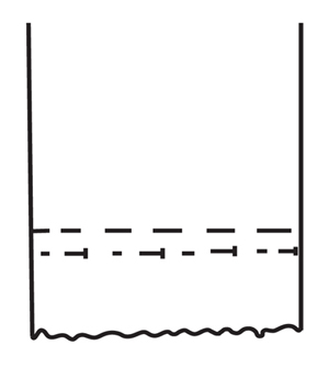 Illustration demonstrating step: Measure 1 in. below hem marking and mark with pins.