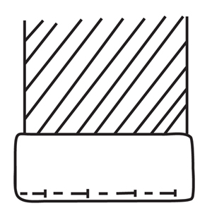 Illustration demonstrating step: Turn hem allowance up along row of pins and baste to sleeve or pant leg at top of hem.
