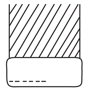 Illustration demonstrating step: Turn hem to wrong side of fabric so that top of hem is in the fold and stitch around sleeve or leg 1/2 in. from fold to form a tuck.
