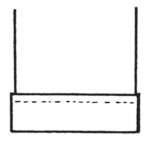 Illustration demonstrating step: Turn hem down and press so tuck turns up.