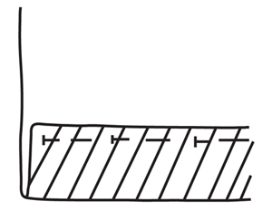 Illustration demonstrating step: Fold the hem allowance up against the right side of the fabric and pin in place.