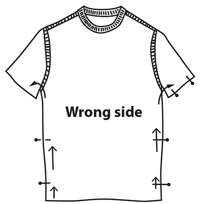 Diagram of sewing the shirt seams.