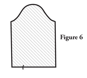 Fig. 6: Cut out the sleeve and make a mark at the center of the placket.