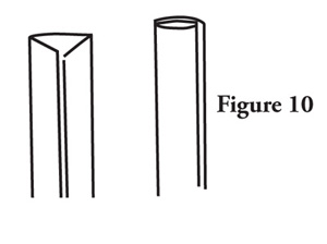 Fig. 10: Fold binding in half lengthwise, then fold each half’s matching edge to the center fold. 