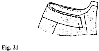 Illustration: After finishing the collar, attach it to the neckline by matching the neckline edges and notches of collar to neckline edges and notches of the garment. Sew in place through all thicknesses.
