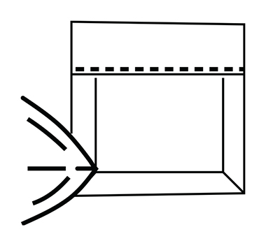 Turn side seam allowance up and press to form mitered corners.