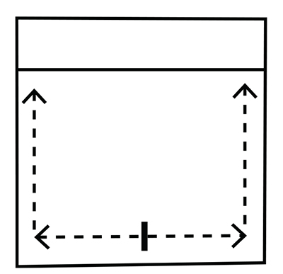 Topstitch in place beginning at center of bottom and stitch to top of pocket on each side.