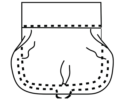 Sew a row of gathering stitches on the 3/8-in. line around the bottom of the pocket