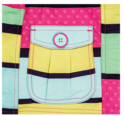 Photograph of a completed rounded patch pocket.