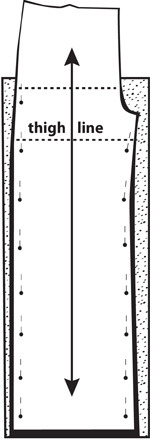 Illustration showing how to increase pant thigh width