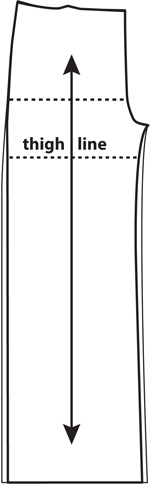 Illustration showing how to decrease pant thigh width