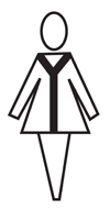 Female dress figure with Y-shaped lines.