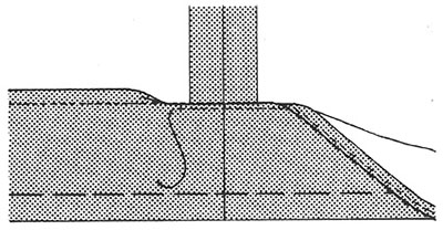 Illustration showing finishing the hem turned and stitched.