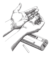 Fig. 5: Clipart gráfica de una persona administrando la prueba glucohemoglobina. 