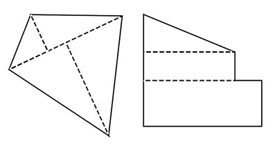 Illustration showing how to calculate the area of straight-sided, irregular shapes.