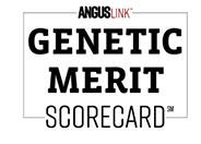 White logo with black letters reading "Angus" and "Genetic Merit Scorecard," with "Link" in red between them.