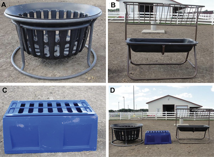 Fig. 02: Photograph of three types of hay square-bale feeders.
