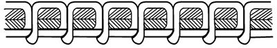 Illustration of a stitch with upper tension too loose.