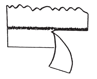 Illustration demonstrating step: If zig-zagged, trim away hem allowance as close to the stitches as possible. Do not cut stitches.