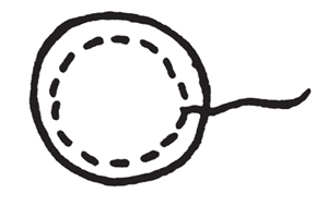 Illustration demonstrating step: Cut two circles of fabric (for each half snap) 1/4 to 1/2 in. larger than the size of the snap.