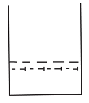 Illustration demonstrating step: Measure hem allowance from row of pins and trim off excess. The hem allowance should be the width planned for the cuff.