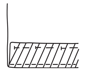 Illustration demonstrating step: Sew a line of stitching 1/2 in. from the fold to form a tuck.