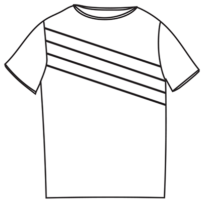 Diagram of two rainbow T-shirts.
