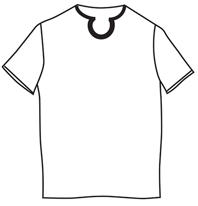 Diagram of a T-shirt with a keyhole neckline.