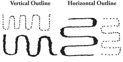 Illustration of straight stitching or zig-zag stitching.