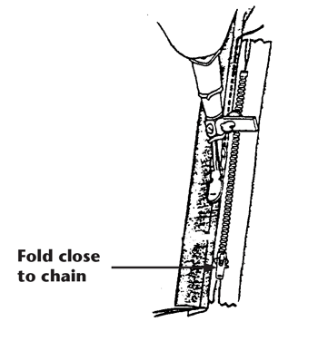 Illustration of stitching the first side of the zipper.