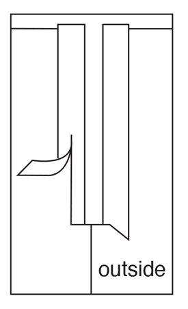 Illustration of pressing back placket seam allowance.