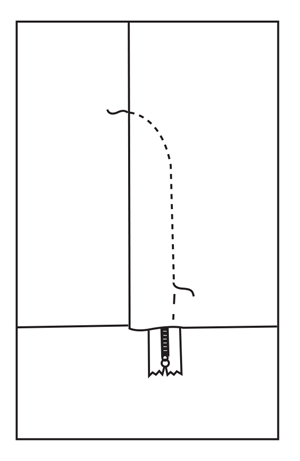 Illustration of topstitching zipper exterior.