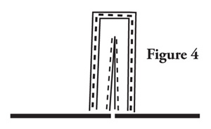 Fig. 4: Stitch along markings using very small stitches near the point. For easier turning, stitch one small stitch across point. 