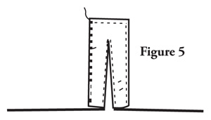 Fig. 5: Place the web between the facing and sleeve side at the top and fuse. 