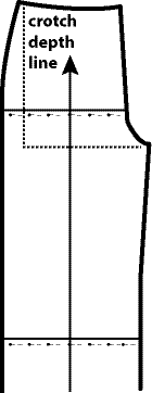 Illustration showing how to shorten pant crotch depth