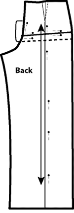 Illustration showing how to decrease pant buttocks width