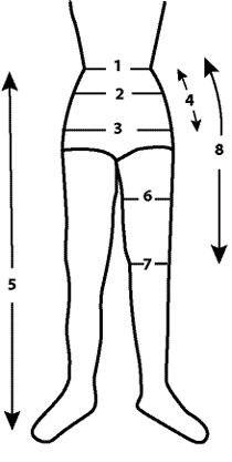 Illustration showing body measurement areas
